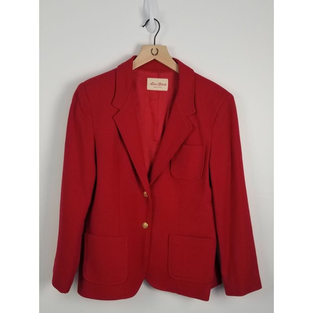 Vintage Alison Roberts Women's Sz. S (2-4) Red 100% Pure Wool Blazer